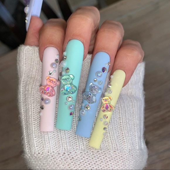5XL Pastel Macaroons Gummy Bear Kawaii Press On Nails - Picture 6 of 6